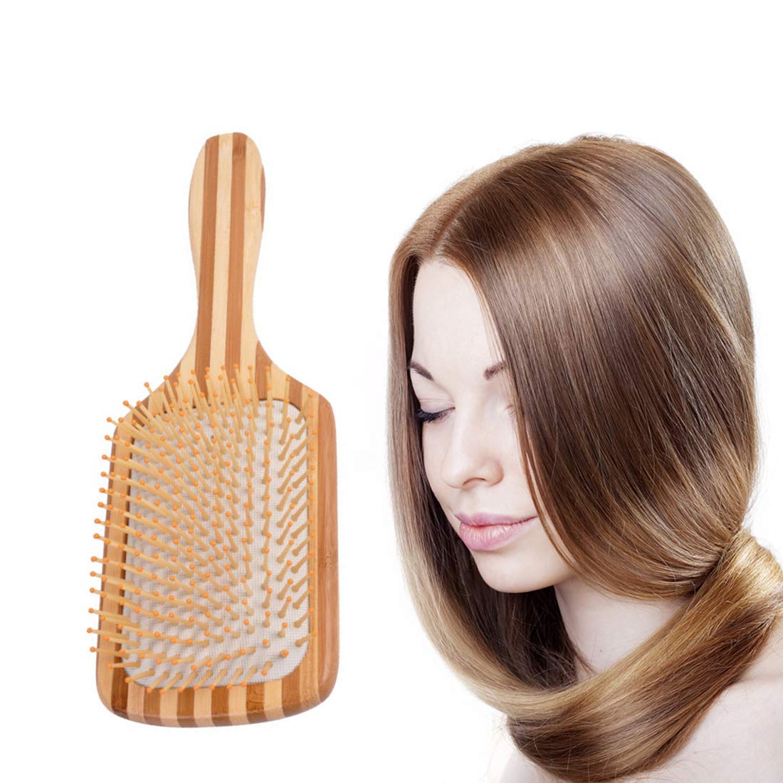 Air Cushioned Hair Brush Snag Free Wooden Hairbrush Anti Static Massage Hair Comb Beauty SPA Bamboo Comb for Women Men Hair Loss Curly Wavy Dry Long Thick and Damaged Hair