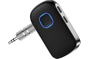 IHOTO Bluetooth Receiver for Car for iPhone 16e 16 Pro Max/16 Plus Pro 15, 3.5mm AUX Bluetooth Car Adapter Portable, Wireless Audio Receiver for Home Stereo/Wired Headphones,Hands-Free Call,16H Battery Life