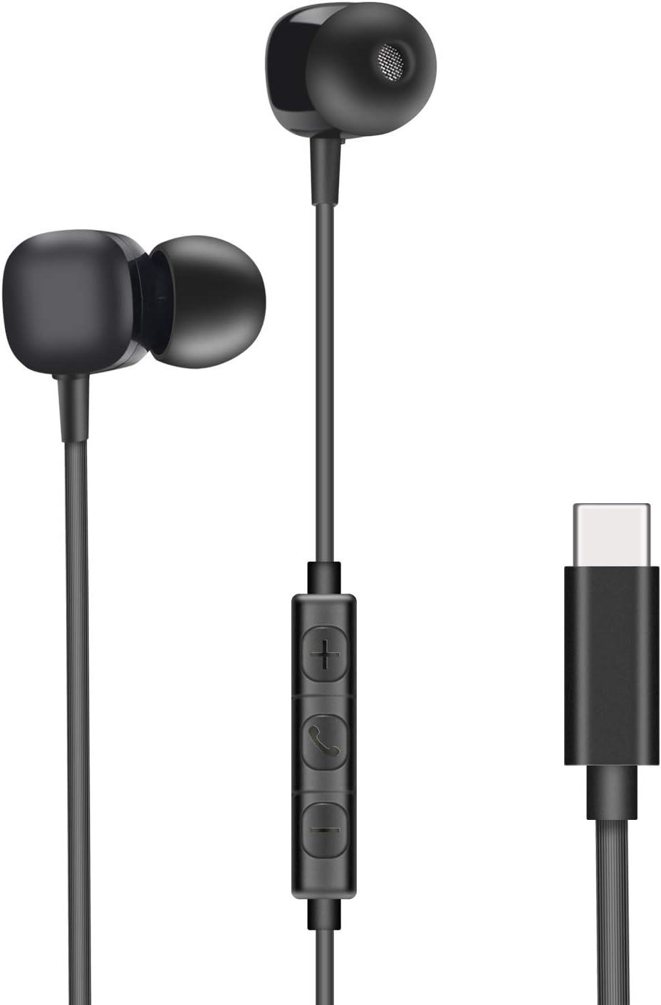 USB Type C Earphone, HiMusic Wired in-Ear Hi-Fi Digital Earbuds with Mic Stereo Bass Noise Canceling Remote Headphones Gym Sports Headsets Compatible with Google Pixel 3/2 XL, Huawei and More (Black)
