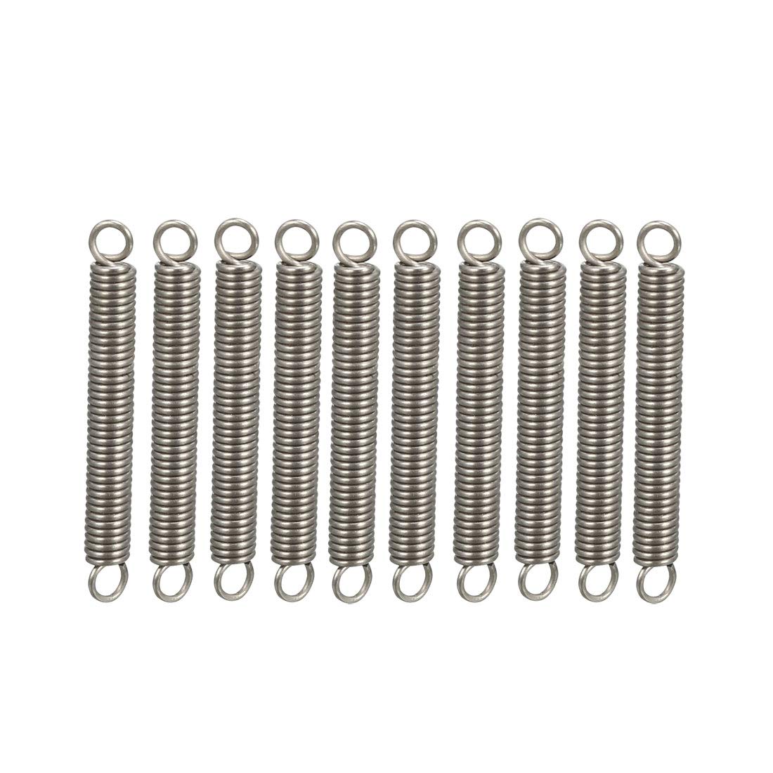 sourcing map Extended Tension Spring Wire Diameter 0.02" , OD 0.12" , Free Length 0.98" Stainless Steel Small Dual Hook Tension Spring for Machinery Construction Industrial 10pcs