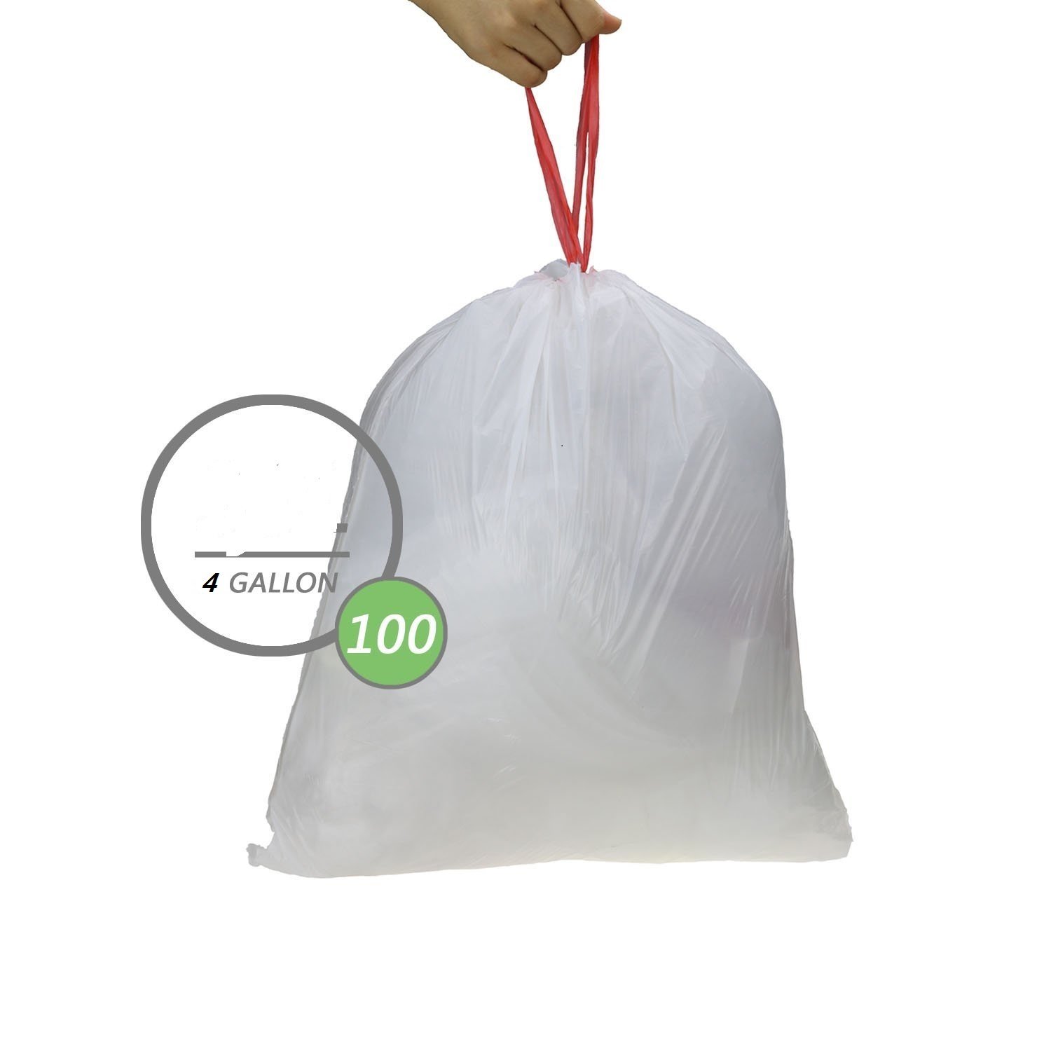Drawstring Force Small Trash Bags, Fresh Clean, 4 Gallon, 42 Count...