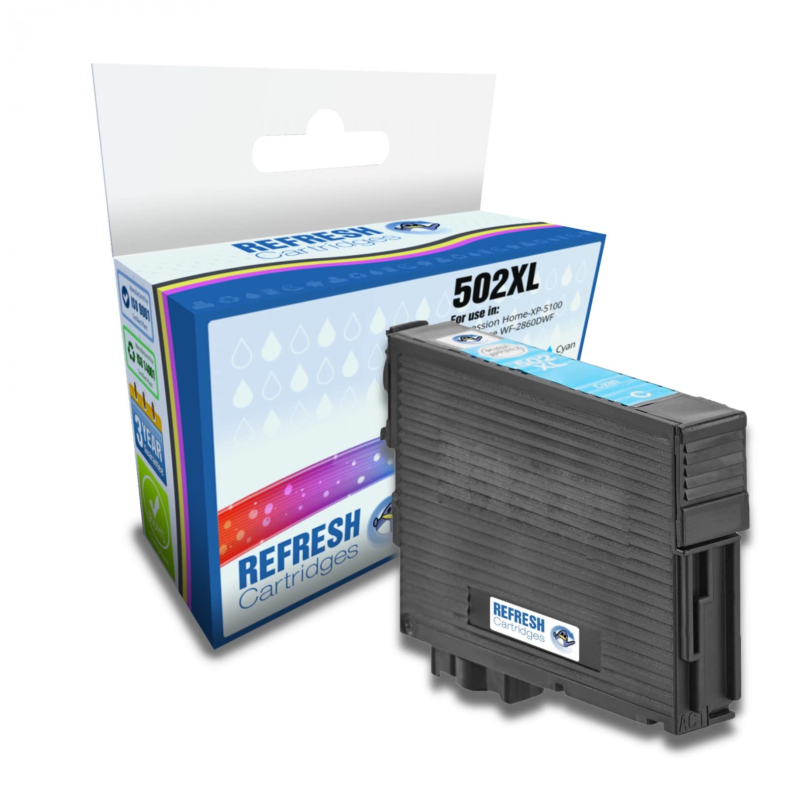 Refresh Cartridges Remanufactured Ink Cartridge Replacement for Epson 502XL (Cyan)