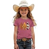 MODNTOGA Toddler Baby Girl Rodeo Cow Skull Shirt Retro Cowgirl Graphic T-Shirt Western Cow Print Summer Tee Short Sleeve Tops
