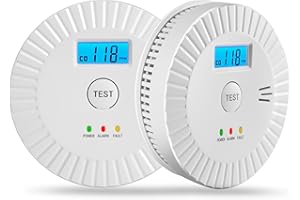 OLUNCLE 2 Packs Smoke and Carbon Monoxide Detector Powered by Battery,Smoke Detector Carbon Monoxide Detector Combo with Large LCD Display, Portable Fire Alarm Smoke Detector, OL0902U
