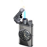 Vintage Gun Pistol Lighter, Cool Watch Lighter for Men, Dual Flame - Soft Flame & Torch Lighter
