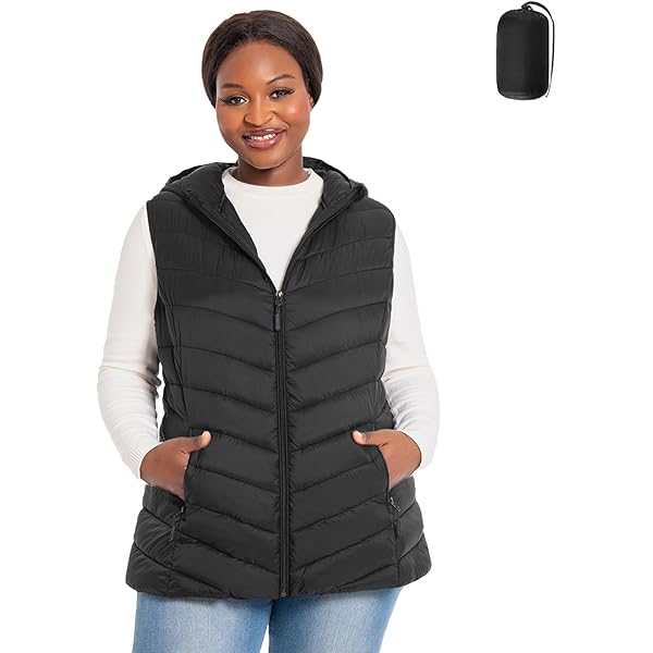 HHE Women's Plus Size Puffer Vest 1X-6X Lightweight Packable Water