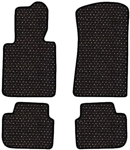 Furstil Automotive - The Original Coco Mats - Custom Fit Floor Mats Hand-Made in USA for 2015 + Porsche Cayenne - Cayenne S ¤ Diesel ¤ GTS ¤ Turbo S - Hybrid Black Blue Dot-Front and Rear Set-Four Piece