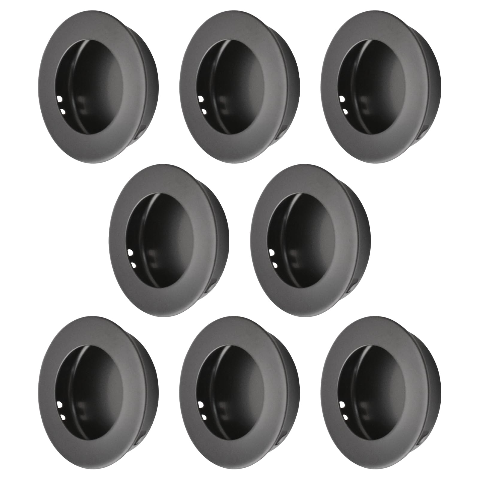 MOROBOR 8 Pack Round Finger Pull, Flush Pull Door Handle Stainless Steel Sliding Barn Door Pulls Recessed Kitchen Cabinet Handles Invisible Door Handle (Black)