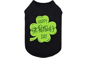 Fitwarm Happy St Patricks Day Dog Clothes, Summer Dog Clothes for Small Dogs Boy Girl, Funny Dog Tshirt, Lightweight Breathable Cotton, Pet Cat Outfit, Black, Green, Medium