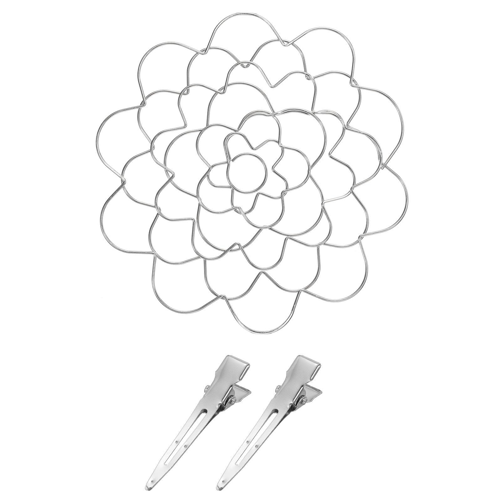 PATIKIL 5 Inch Flower Arranger Lid with 2 Clips, Stainless Steel Flower Arrangement Holder Frog Lid Floral Vase Insert for Bouquets Stems Plant Fixation, Silver Tone