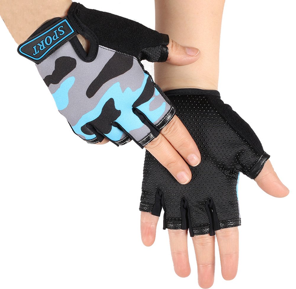 Girls Boys Half Finger Cycling Gloves Sport GYM Gloves Racing Mitts Non-slip Gel Breathable Short Finger Summer Gloves Mountain Road Bike Riding Bicycle Running Gloves