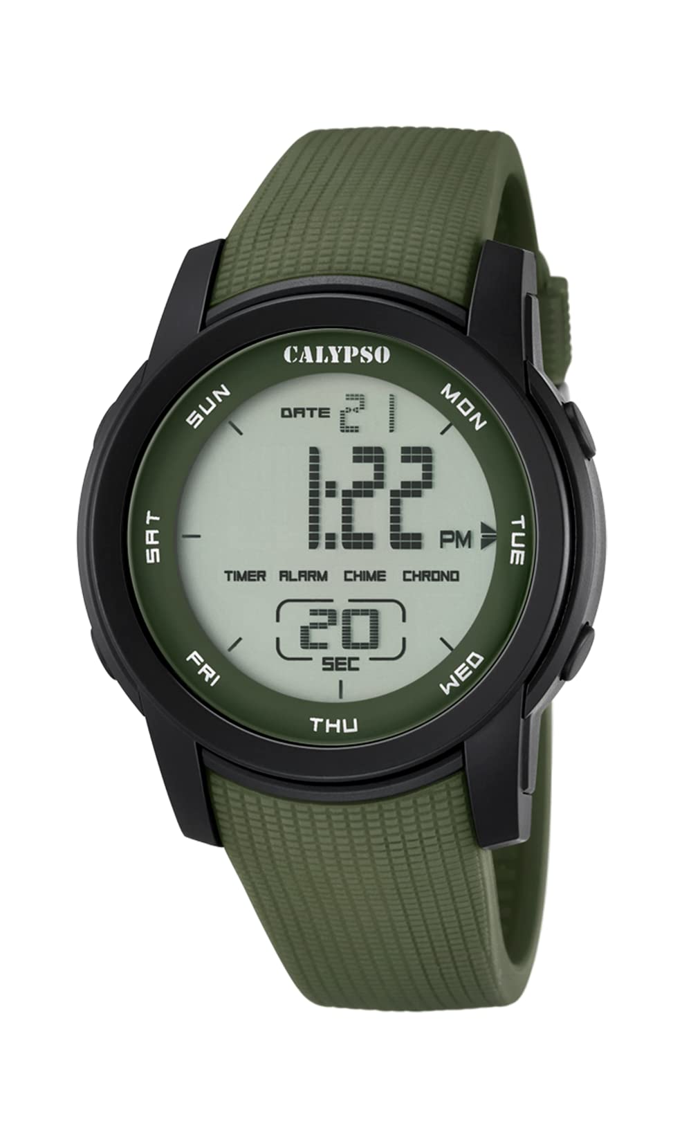 Calypso Unisex Digital Watch with LCD Dial Digital Display and Green Plastic Strap K5698/4