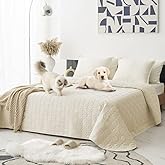 Tcksstex Waterproof and Anti-Slip Dog Bed Cover and Pet Blanket Sofa Pet Bed Mat ,car Incontinence Mattress Protectors Furniture Couch Cover for Most Cats Dogs, Pets(82x102-Ivory)
