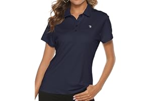 TBMPOY Women's Golf Polo T Shirts Lightweight Moisture Wicking Short Sleeve Shirt Quick Dry 4-Button