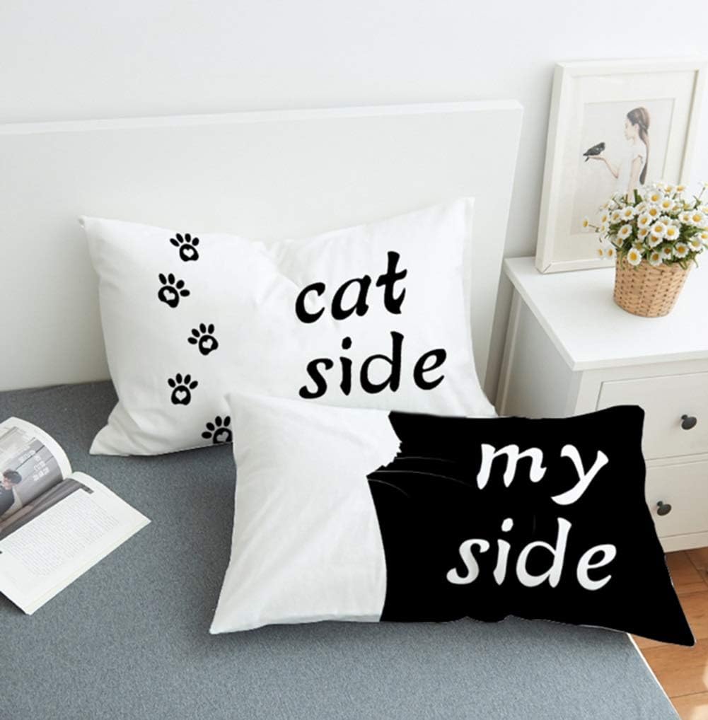 Prints Dog Or Cat Side My Side Pillow Cases King And Queen