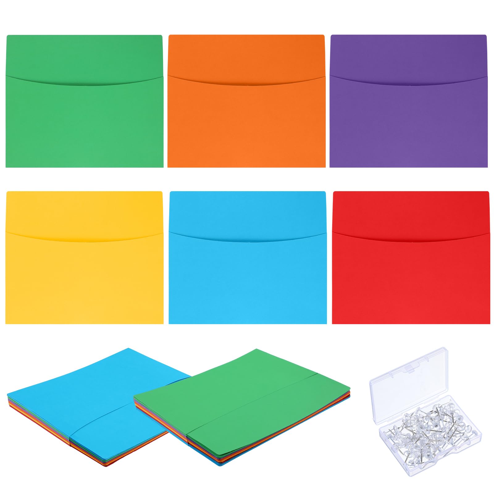 Photo 1 of 24 Pcs Oversized Wall Pockets 10 x 12 Inches 6 Colors Assortment Hanging Wall File Folder Organizer for Classroom Bulletin Boards Office Home Studying (Bright Color)