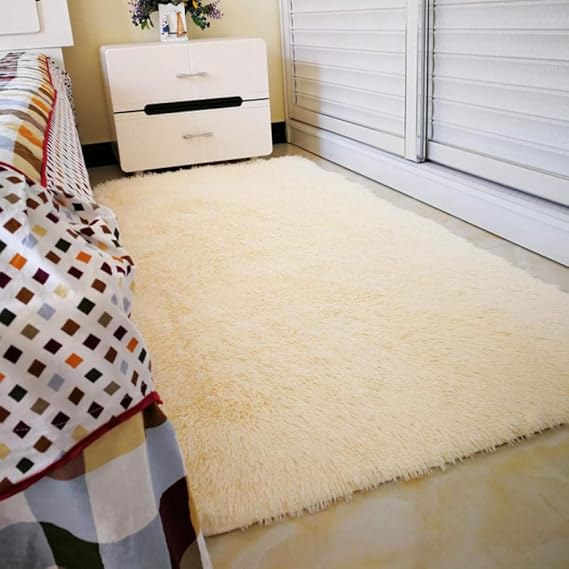 Alfombra de Felpa Larga y Peluda para Sala de Estar Alfombras Suaves de