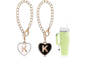 Keepamor 2PCS Letter Charms Accessories for Stanley Cup with Handle, Heart-shaped Personalized Name ID Letter Charm for Stanley Tumbler
