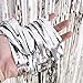 3 Pack Metallic Tinsel Curtains, 3.28 x 8.2Ft Foil Fringe Shimmer Curtain Door Window Decoration for Birthday Wedding Party (Silver)