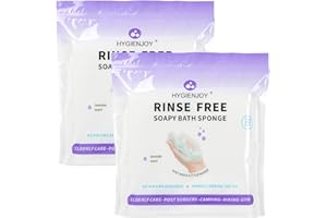 HYGIENJOY-21% Larger,Rinse Free Bath Sponges for Adults-Disposable No Rinse Bathing Wipes,Soap Infused,Extra Thick and Dry Sh