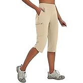 baleaf Women's 17'' Capri Pants Lighweight Cargo Capris Quick Dry Zipper Pockets Hiking Biking Casual Outdoor