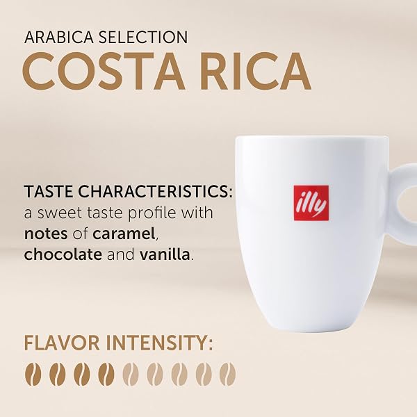 ILLY WHOLE BEAN COFFEE – PERFECTLY ROASTED – COSTA RICA MEDIUM ROAST – WITH NOTES OF HONEY, VANILLA & CITRUS – 100% ARABICA BEANS – NO PRESERVATIVES – 8.8 OUNCE
