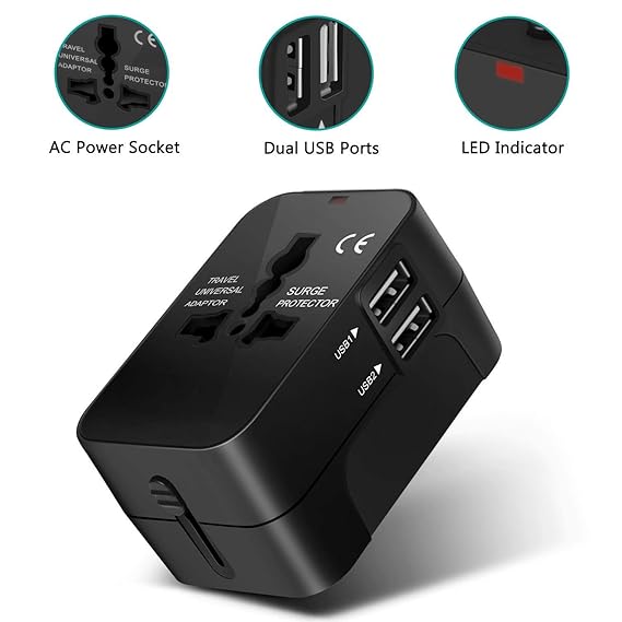Adoric Universal Reiseadapter - Stromadapter Stecker für Europa UK Australien USA China - Universeller Weltreise Reisestecker