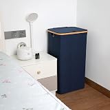 efluky XL 100L Laundry Basket with Lid Bamboo Handles & Inner Bag (Blue) view 6