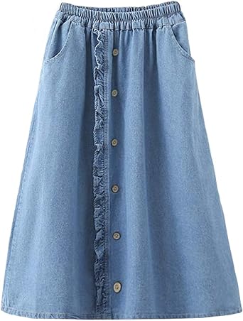 blue jean skirts elastic waist