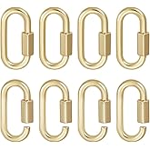UNICRAFTALE 6Pcs Alloy Oval Screw Carabiner Lock Charms Gold Oval Screw Locking Carabiner Clasp Metal Clip Hook Quick Link for Necklaces Jewelry Making