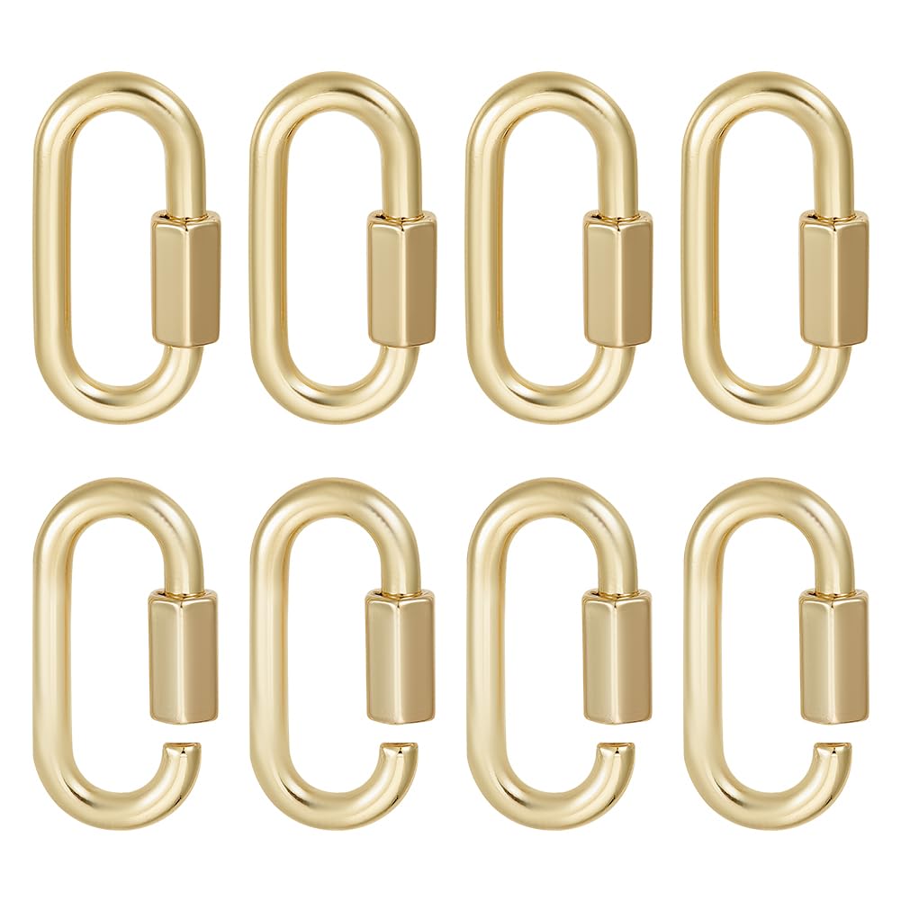 UNICRAFTALE 6Pcs Alloy Oval Screw Carabiner Lock Charms Light Gold Oval Screw Locking Keychains Carabiner Clasp Metal Keychain Clip Hook Quick Link 33.5x9.5mm for Necklaces Keychain Jewelry Making
