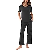 GYS Bamboo Viscose Womens Pajama Sets, Moisture-Wicking Short Sleeve Sleep Set​​ with Pocket, Sleepwear​​ for Nightly Comfort