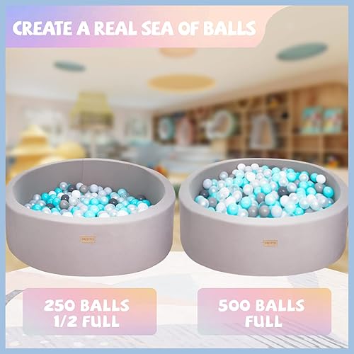 Soft Foam Ball Pit For Kids - 36" Round Pool With 12" Walls, Grey (Balls Not Included)