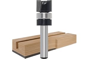 Akylin Flush Trim Router Bit 1/4" Shank, 1/2" Cut Dia., 3/8" Cutting Length, Pattern Template Top Bearing Flush Cut Trim Rout