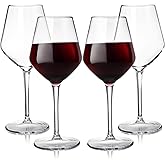 Dicunoy Set of 4 Unbreakable Stemmed Wine Glasses, 15oz Tritan Plastic Outdoor Wine Glasses, Hard Plastic Goblets Glassware, 