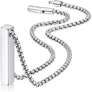 FaithHeart Stainless Steel Bar Pendant Necklace for Men, Everyday Necklaces | Silver/Gold/Black Minimalist Hypoallergenic Wat