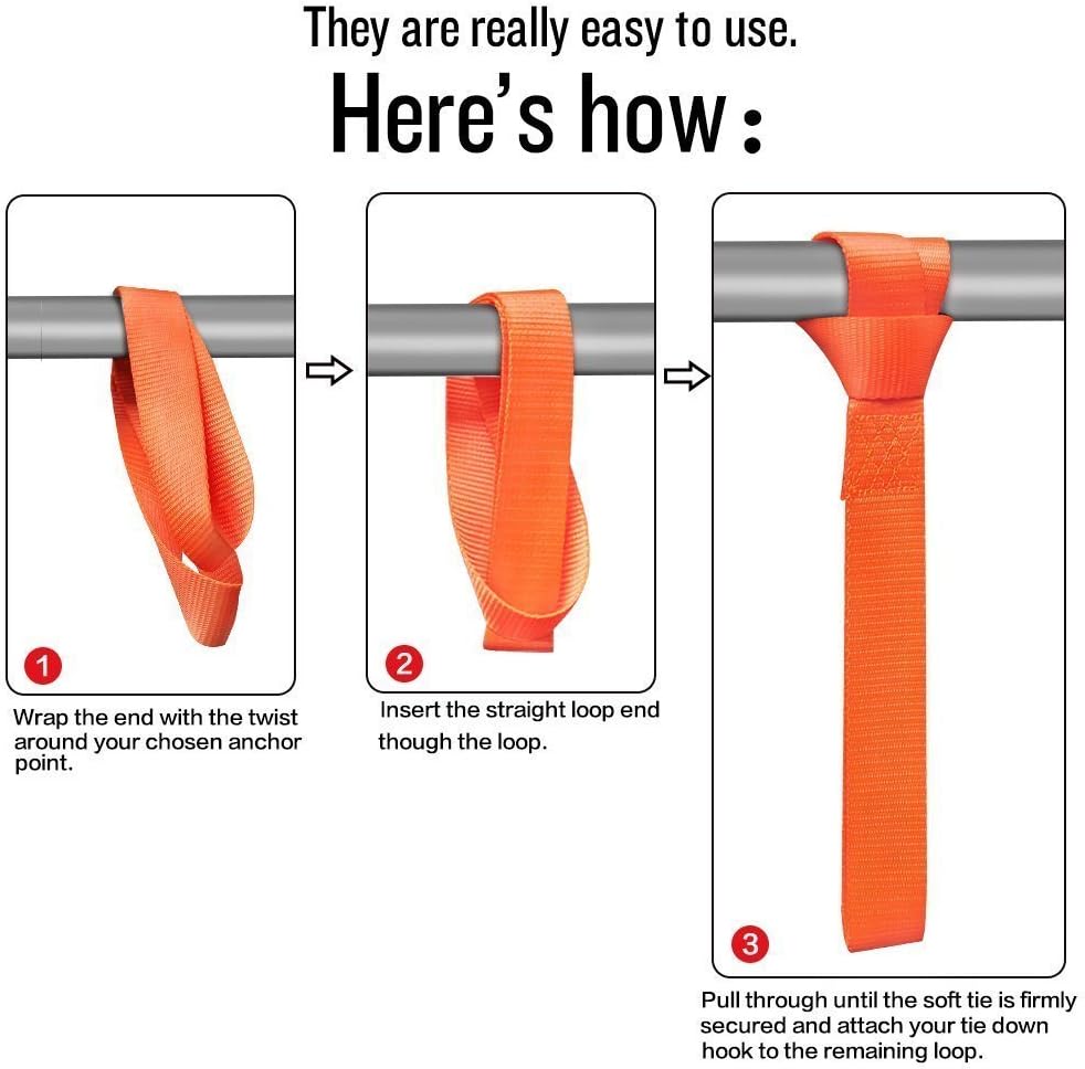 CARTMAN Soft Loop Tie-Down Straps in Blue Color, 8pk x 18in, 3600lbs: Automotive