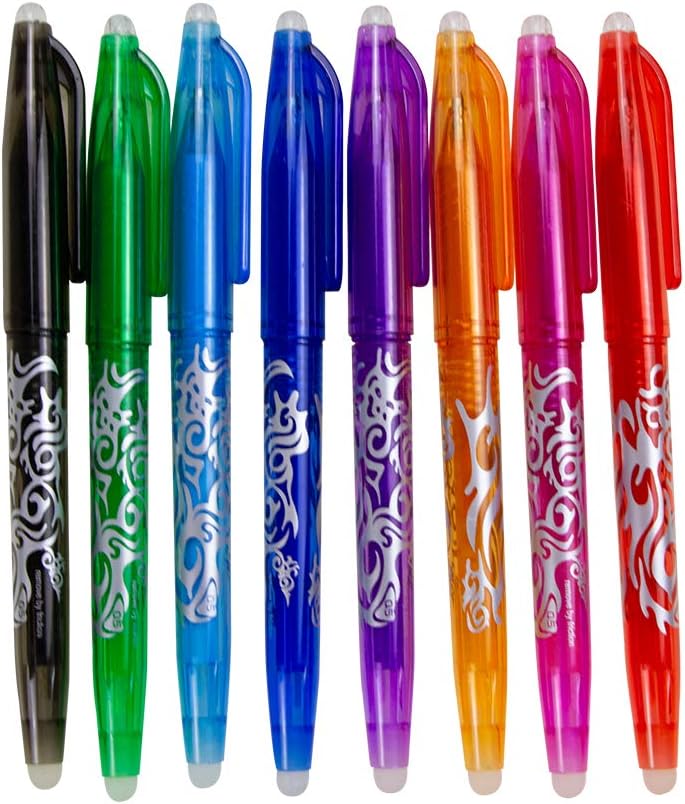 Erasable Gel Ink Rollerball Pens, 0.5mm Fine Point, Hot Clean, 8 Colors Pack