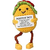MUCOOS Positive Taco Plush,Handmade Crochet Companion with Motivational Message,Birthday Gift Cheerful Gift for Friend Women