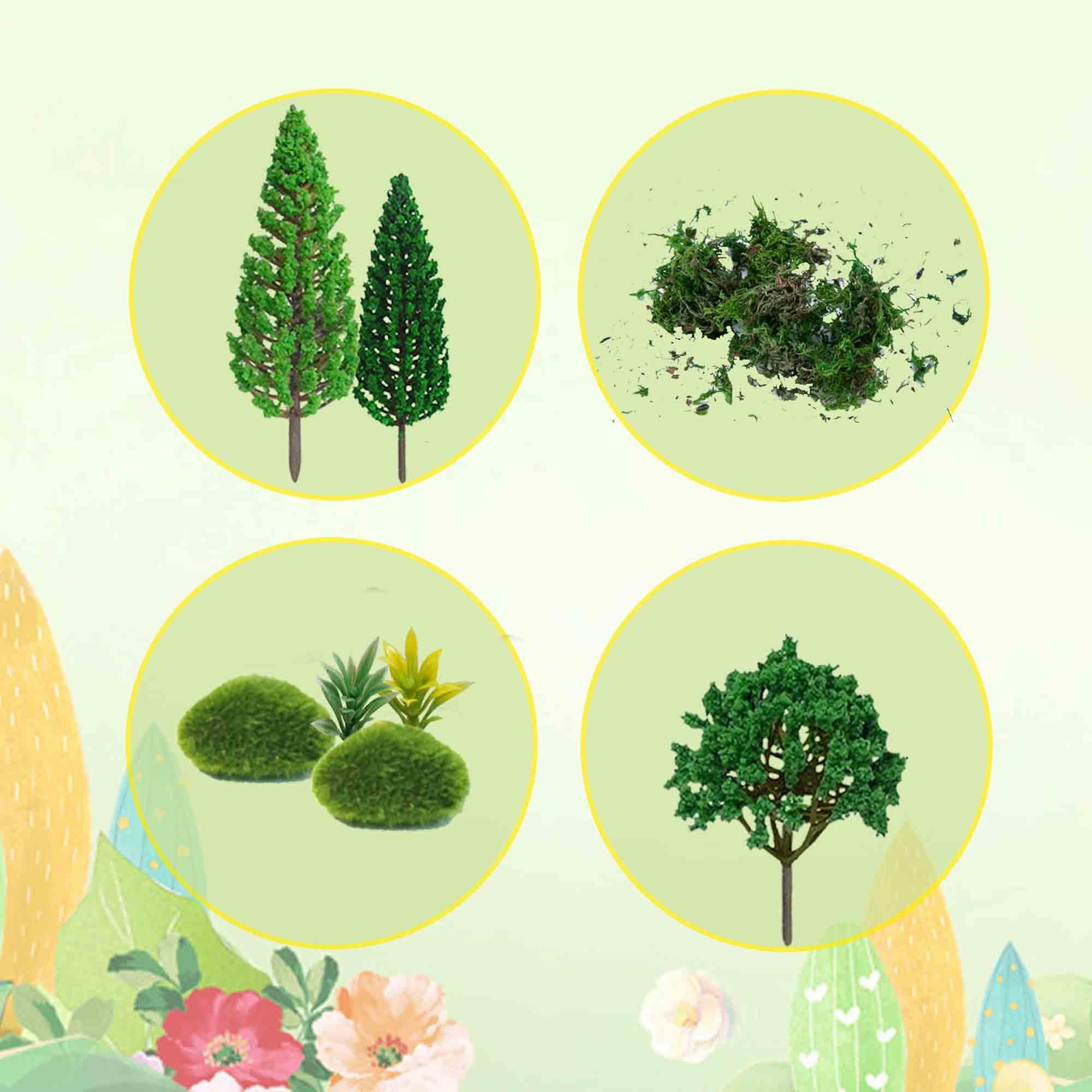 30 Pieces Model Trees Mixed 1.7-6 inch Fake Miniature Trees and Artificial Moss Rocks Diorama Architecture Mini Tress for Crafts Building Model Railway Scenery Landscape Supplies