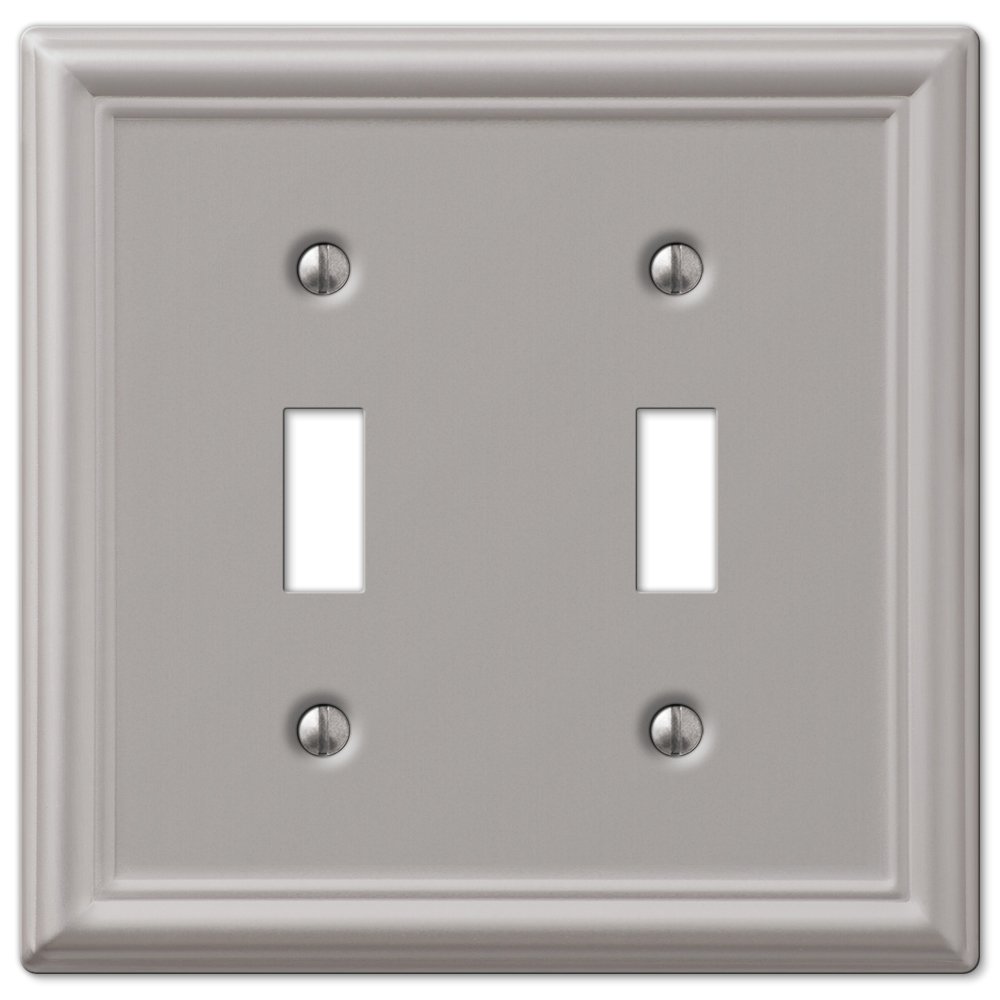 Photo 1 of Amerelle 149TTBN Chelsea Steel Double Toggle Wallplate, Brushed Nickel Wall Plate