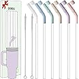 Doboli 6 Pack Reusable Drinking Long Straws with Silicone Tips,Compatible with Stanley 40 oz 30 oz Cup Tumbler,6 Clear Plasti