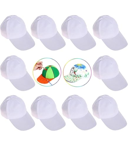 Lot Of 19 Blank Hats Kids, Adults, Fitted, Adjustable For Crafting Amazon.com: SGBETTER Kids White Baseball Caps DIY Sport Ball  main image 3