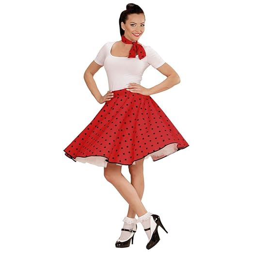 60er Jahre Petticoat rot Rockabilly Rock mit Halstuch Polkarock und Schal Rock n Roll Damenrock 60er Jahre Petticoat rot Rockabilly Rock mit Halstuch Polkarock und Schal Rock n Roll Damenrock