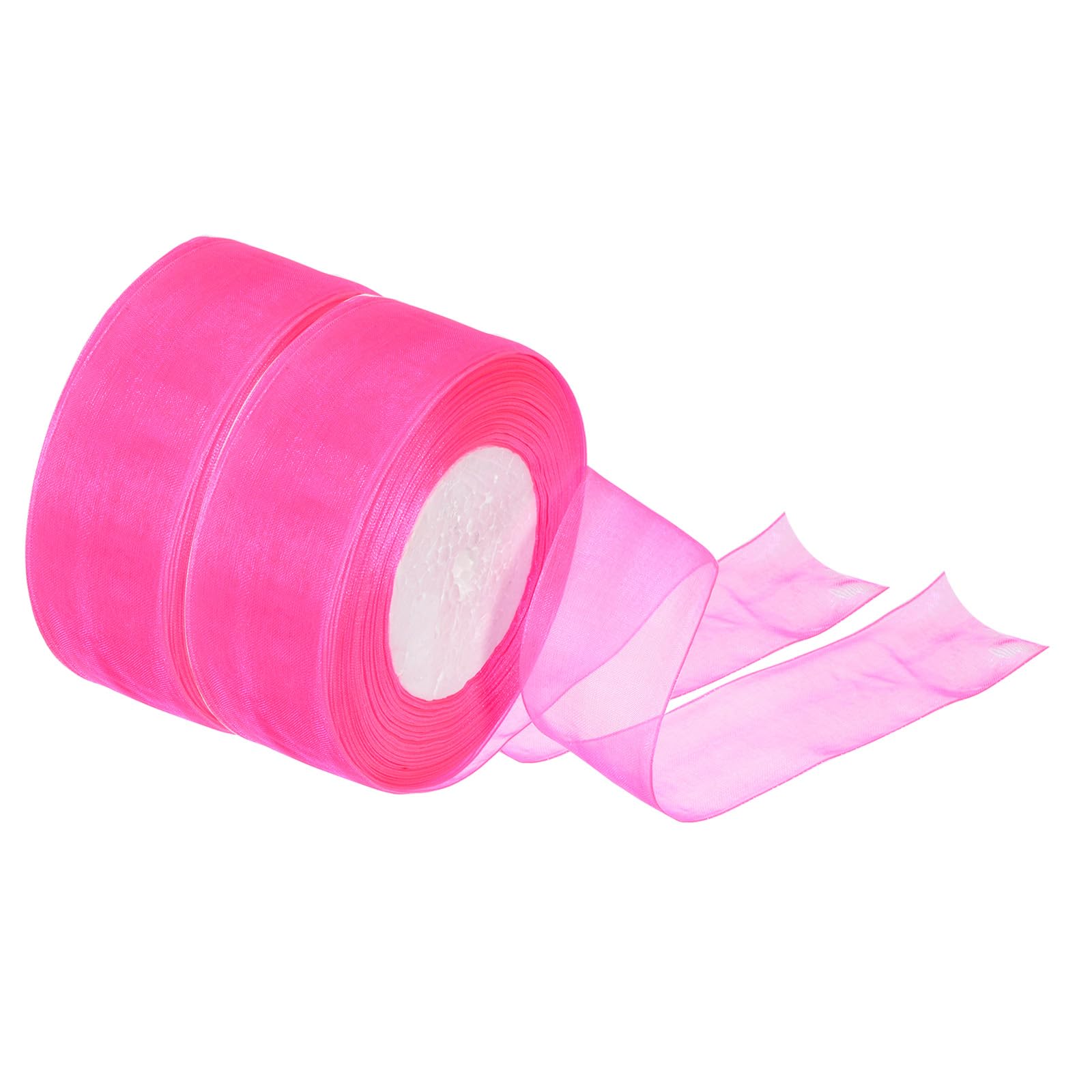 PATIKIL 2Roll 1.6 Inch Organza Ribbon, 100 Yard Gift Wrapping Ribbon for Bouquet Cake Invitations Card Decoration Home Party Decoration, Rose Red (50Yard/Roll)