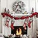 Ivenf Christmas Stockings, 4 Pcs 18 inches Burlap with Large Plaid Snowflake and Plush Faux Fur Cuff Stockings, for Family Holiday Xmas Party Decorations