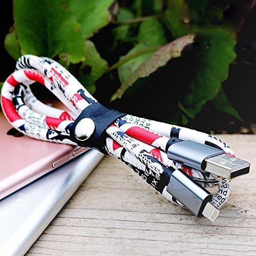 iPhone USB Cables ,Fabselection Colorful Leather Data Cable 3.3 Feet for IOS Devices iPhone 7/ 7 Plus/ 6s/ 6s Plus/ 6/ 6 Plus/ 5s, iPad/ iPod Pack with Gift Case - British Style