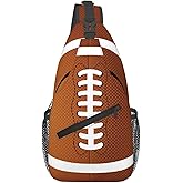 LOSTORCHI Football Print Crossbody Sling Bags for Women Men American Football Rugby Ball Pattern Travel Sling Backpack Casual Shoulder Bag Sports Ball Team Popular Art Gym Sports Hiking Daypack