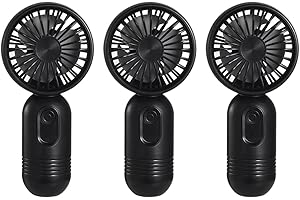 VANSMAGO Portable Mini 3-pack Handheld Personal Small Fan with 3-speed for Travel, USB Rechargeable Battery Operated Eyelash Fan, Black