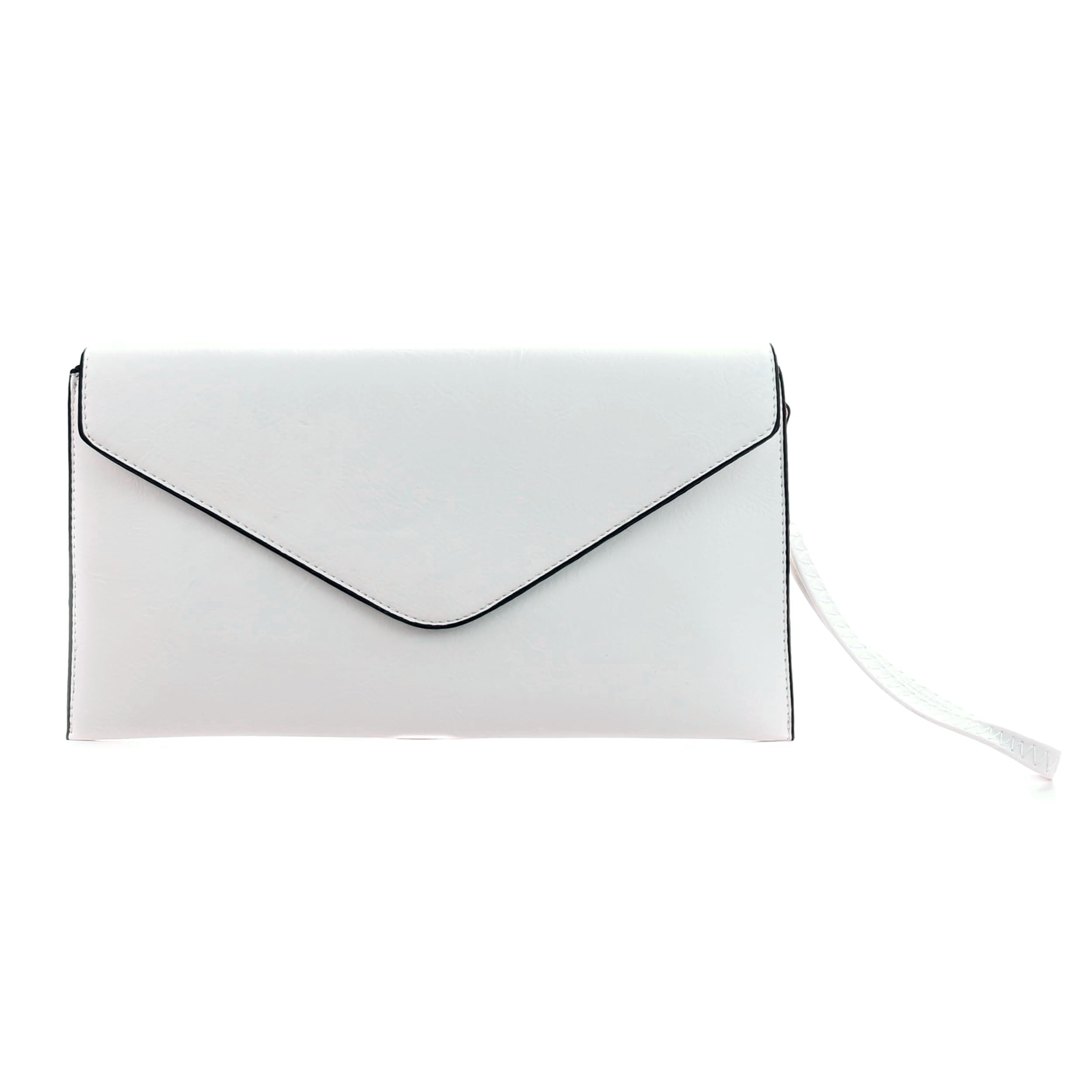 Wedmay Ladies Large Oversize Envelope Wristlet Strap Leather Evening Bag Prom Clutch Bag Purse For Women (F1460 White)
